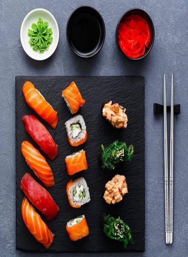 TRYV 5 Pairs Stainless Steel Chopsticks 23cm | Anti Slip Reusable Metal Chopsticks for Sushi Noodles Rice Hotpot BBQ | Blue White Porcelain Design | Dishwasher Safe | Korean Japanese Style - Image 4
