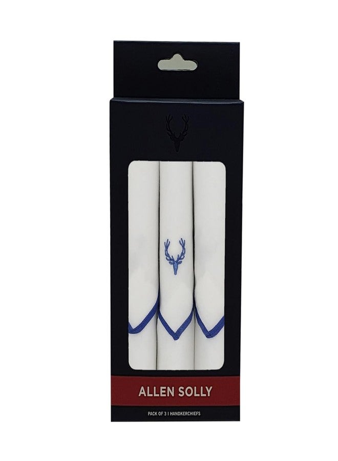 Allen Solly مناديل ألين سولي للرجال - عبوة من 3 (أبيض أزرق ملكي) - Image 5