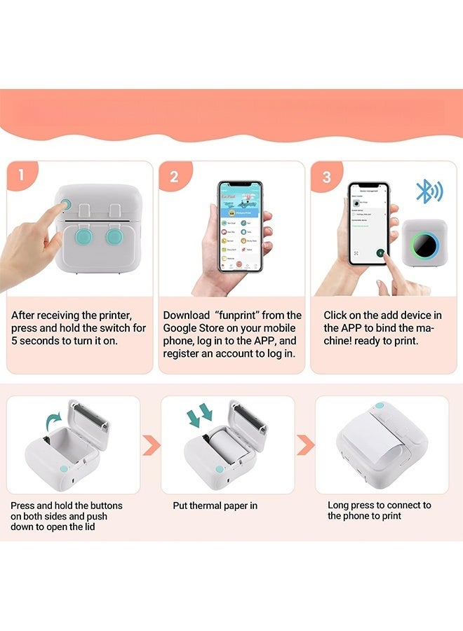 داكس طابعة صور بلوتوث صغيرة – طابعة حرارية محمولة فورية بدون حبر مع 13 رول ورق، للطباعة على الصور، الملاحظات، الملصقات، والإيصالات – متوافقة مع أجهزة أندرويد وآيفون - Image 3