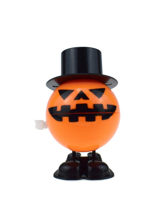Novelty Fun Cute Coil Chain Walking Pumpkin Zombie Skull Imp Halloween Gift Toys Cross Border-Color:Clockwork Jumping Top Hat Pumpkin - Image 1