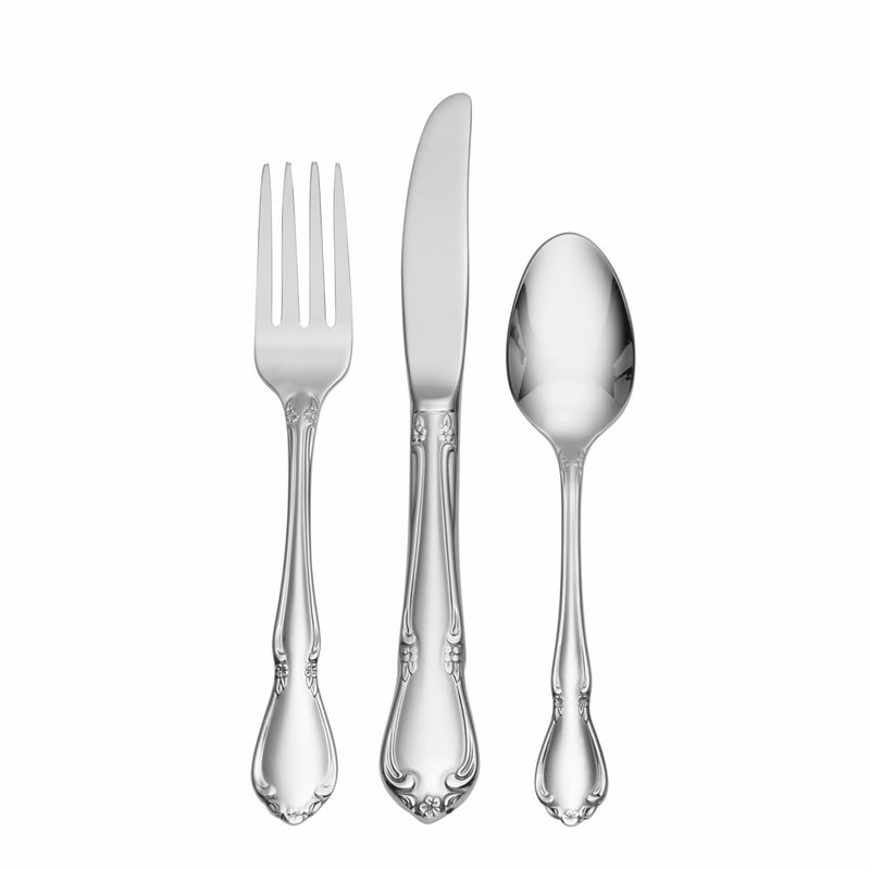 Oneida Silverware Set Chateau 3Piece Child Flatware Set Service For 1 1810 Stainless Steel Dishwasher Safe Child Fork Spoon and Knife Length 52 to 68Inch Kids Silverware Silver 3 Piece - Image 2