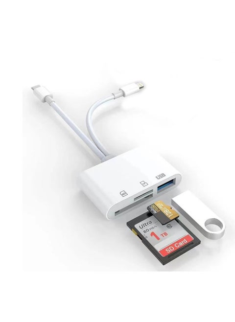 SD Card Reader for iPhone iPad, Lightning and USB C Dual Port SD Card Adapter, Memory Card Reader for Camera Adapter, Supports SD, Micro SD, U-disk, No App Driver Required