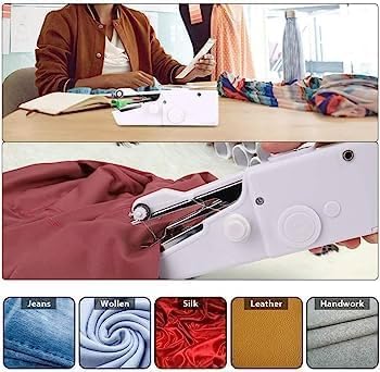 Heiter Electric Handy SewingStitch Handheld Cordless Portable White Sewing Machine for Home Tailoring Hand Machine Electric Handy Stitch Mini Hand Sewing Machine - Image 2