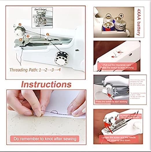 Heiter Electric Handy SewingStitch Handheld Cordless Portable White Sewing Machine for Home Tailoring Hand Machine Electric Handy Stitch Mini Hand Sewing Machine - Image 4