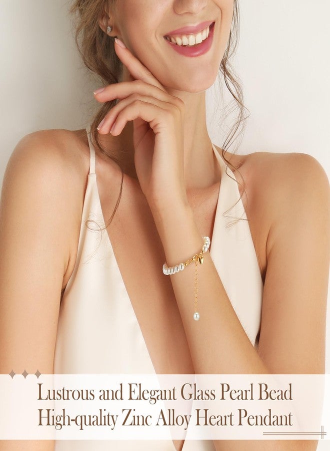 تونديامو مجموعة تونديامو من 6 أساور لطلب وصيفات العروس مع قلب وحقائب مجوهرات، لا أستطيع أن أقول نعم بدونك، هدايا طلب وصيفات العروس مزينة باللؤلؤ لحفل توديع العزوبية (ذهبي) - Image 3