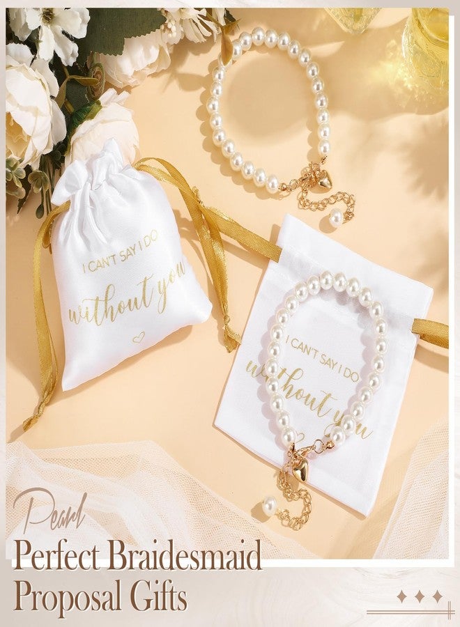 تونديامو مجموعة تونديامو من 6 أساور لطلب وصيفات العروس مع قلب وحقائب مجوهرات، لا أستطيع أن أقول نعم بدونك، هدايا طلب وصيفات العروس مزينة باللؤلؤ لحفل توديع العزوبية (ذهبي) - Image 5