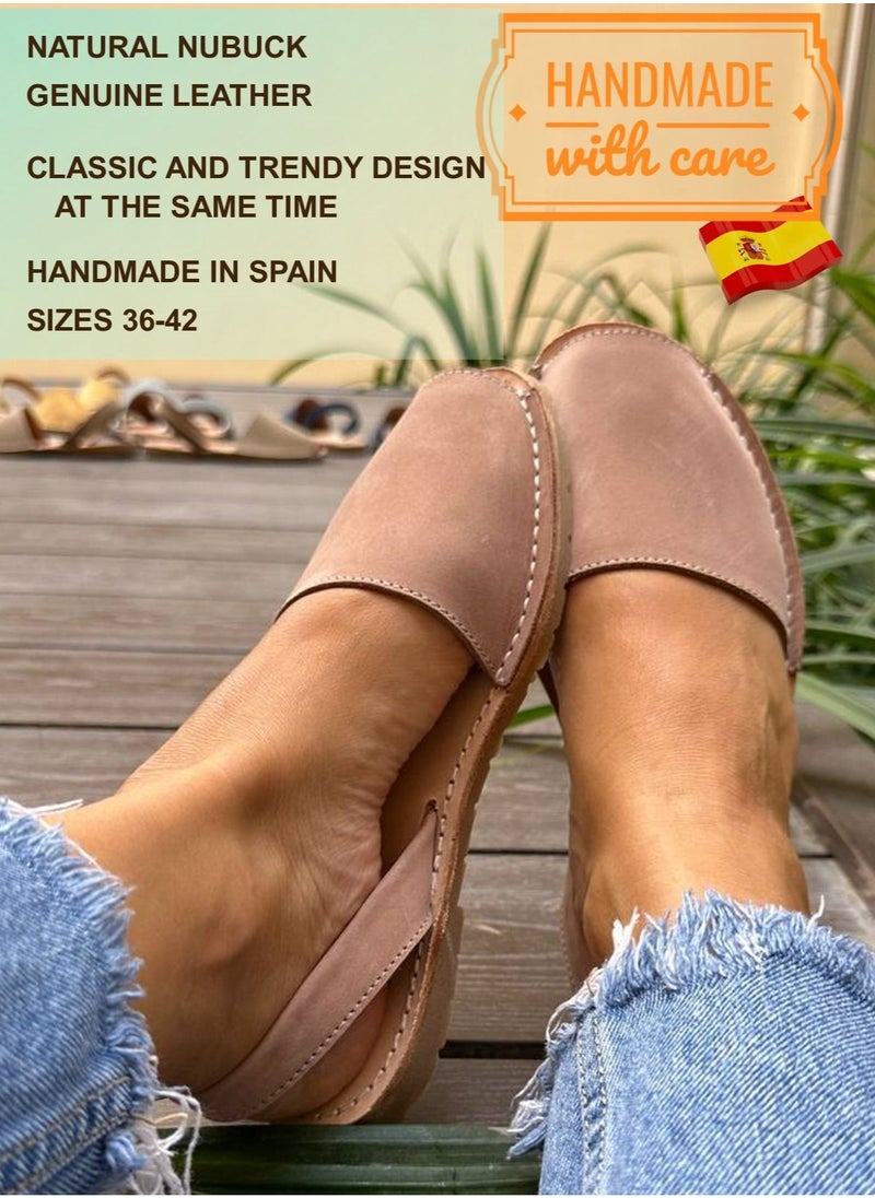 Bibibs & Co Menorca Nubuck Flat Sandals Sling Back Nude Pink  - Image 3