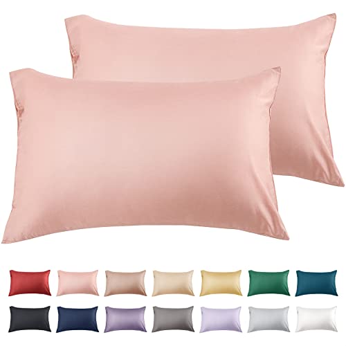 Warmstar Cotton Pillow Cases Queen Size Set of 2 600 Thread Count Pillowcases 20x30 Inches Soft Long Staple Cotton Pillowcases Breathable with Envelope ClosurePink