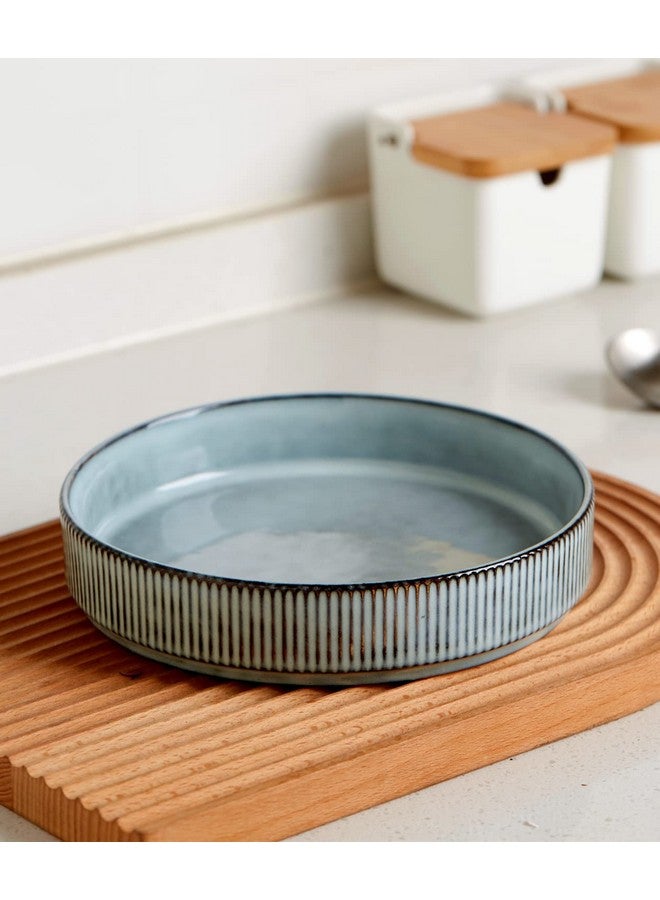 famiware Star 7.5" Pasta Bowls Set, Salad Bowl Set of 4, Double Reactive Glaze, Stackable, Ideal for Your Friend for Housewarming, Festivals, Smoky Blue - Image 2