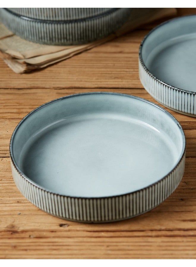 famiware Star 7.5" Pasta Bowls Set, Salad Bowl Set of 4, Double Reactive Glaze, Stackable, Ideal for Your Friend for Housewarming, Festivals, Smoky Blue - Image 3