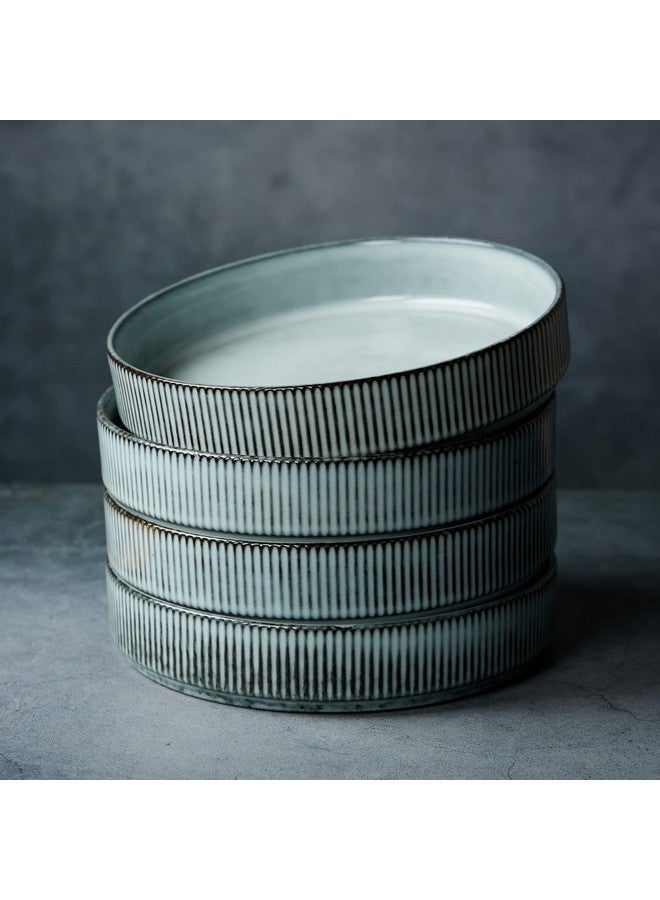 famiware Star 7.5" Pasta Bowls Set, Salad Bowl Set of 4, Double Reactive Glaze, Stackable, Ideal for Your Friend for Housewarming, Festivals, Smoky Blue - Image 4