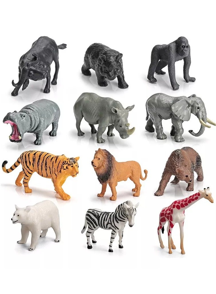صندوق العاب مجموعة حيوانات غابة صغيرة من الفينيل مكونة من 12 قطعة - Image 1