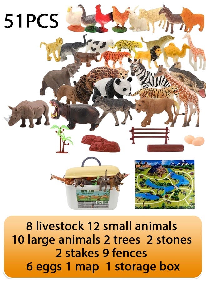 51 Pcs Animals Figures Toys, Wild Animal Toy Figure Play Set for Kids Pack of 51 Mini Jungle Animal Toy Set,  Realistic Jungle Playset Toys Zoo Animals, Learning Toys for Toddlers and Children - Image 2