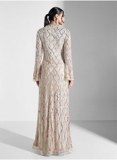 Amelia Rose Embellished V-Neck Dress  - Image 2