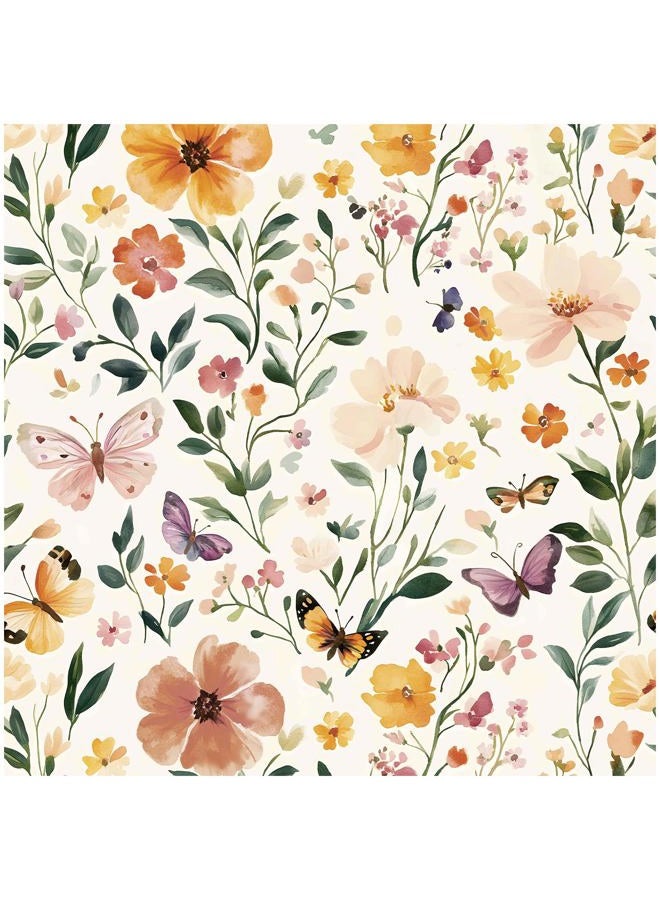 Theper Floral Peel and Stick Wallpaper Boho Floral Contact Paper 17.3"×78.8" Vintage Wallpaper Peel and Stick Wildflower Removable Self Adhesive Wall Paper for Bedroom Cabinets Home Decorative Vinyl - Image 1
