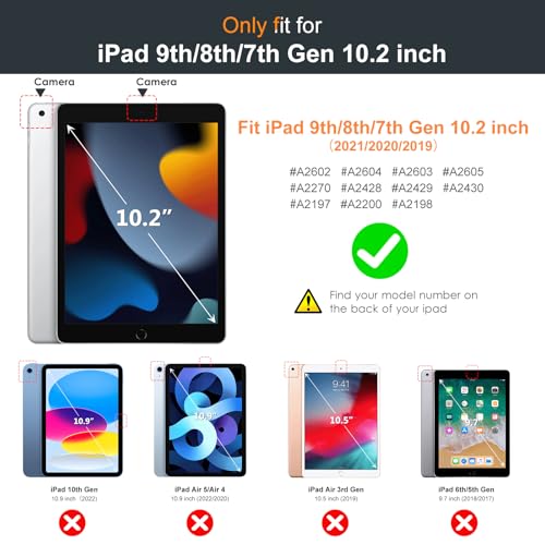 DTTO for iPad 9th8th7th Generation 102 Inch Case 202120202019 Foldable Stand with Landscape and Portrait Modes Anti Slip Fabric Pattern Cover with Pencil Holder Auto WakeSleep Dark Blue - Image 3