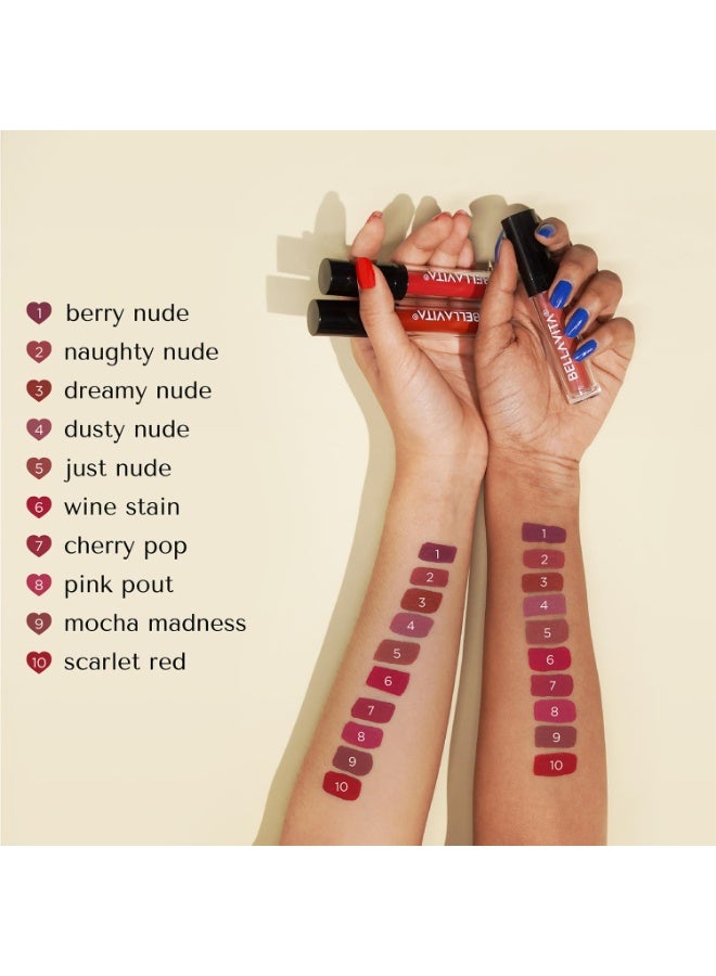 Bella Vita Organic Kiss-Proof Liquid Lipstick | 3.8 ml | 18-hr Stay | Transferproof Lipstick | Long Lasting | Ultra Matte Finish | Intense Moisturisation | Waterproof Liquid Lipsticks for Women | Cherry Pop - Image 5