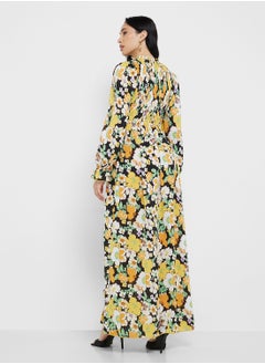 Little Mistress Vintage Floral Shirred Mock Wrap Maxi Dress  - Image 2