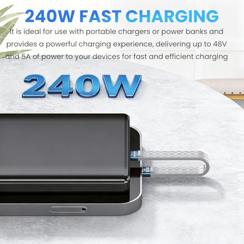 Verilux PD 240W Type C Cable Fast Charging, High Speed Type C to C Type Charger cable Support 8K HD Video Output, Compatible for iPhone 17/16/15, Galaxy S25/S24/S23, Flash Drive, Portable Travel, Grey - Image 2