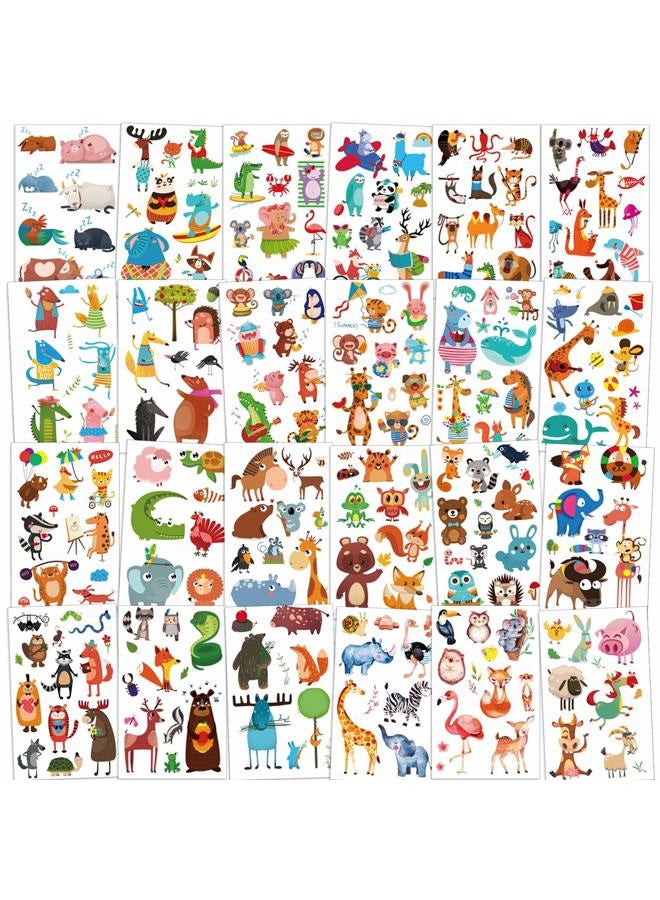 Konsait 24 Sheets Animal Temporary Tattoos for Kids(230+pcs), Zoo Jungle Sea Animal Fake Tattoos Waterproof Tattoo Sticker Decor for Children Boys Girls Animal Birthday Party Favor Gift Bags Filler - Image 1