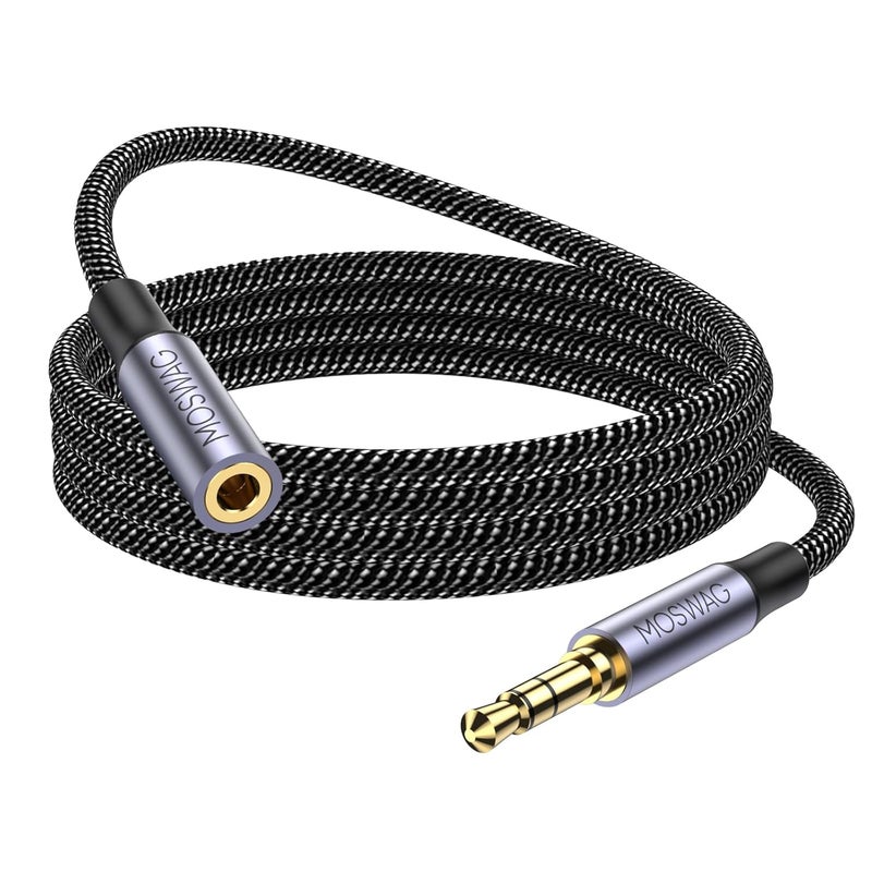 MOSWAG 3.5mm Extension Cable 32.8FT/10M Audio Male to Female Stereo extension Adapter Nylon Braided Cord Compatible for Home/Car Stereos Smartphones Headphones Tablets Media Players and More - Image 1