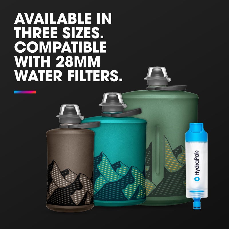 HydraPak Stow Collapsible Water Bottle â€“ 1L â€“ Ultralight, Leak-Proof, BPA-Free, Filter Compatible Travel & Hiking Flask - Glacier Blue - Image 5