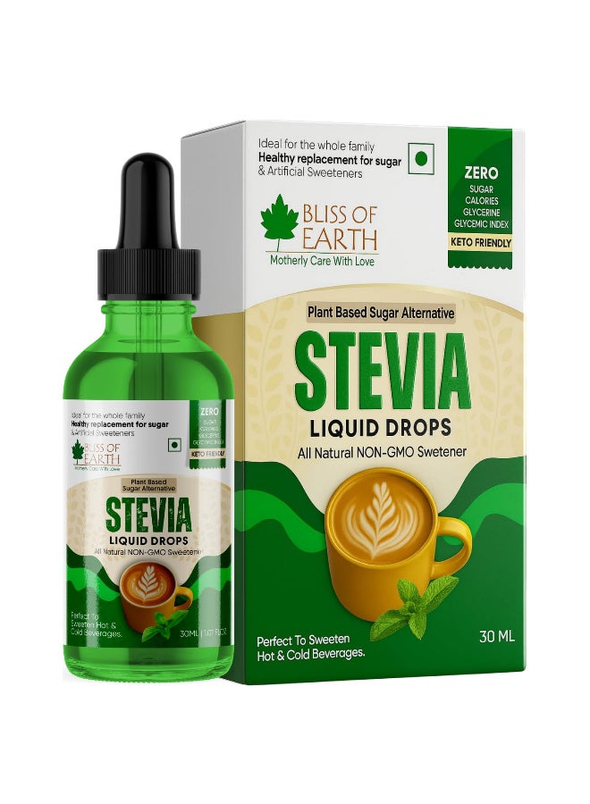 BLISS OF EARTH Stevia Liquid Drops Sugarfree Stevia Sweetener 30ml - Image 1