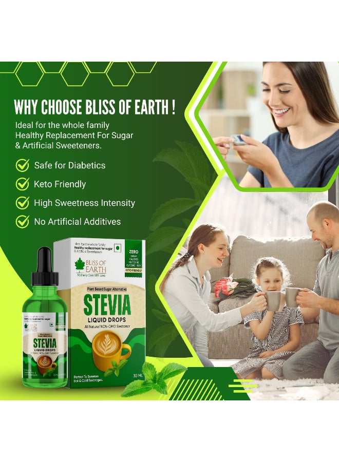 Bliss of Earth Pure Stevia Sweetener Liquid Drops, Pure Stevia Extract Natural Zero Calorie Liquid Sweetener, Sugar Substitute for Coffee, Tea & Drinks, Glycerine Free & Zero Glycemic Index, 30ml - Image 5