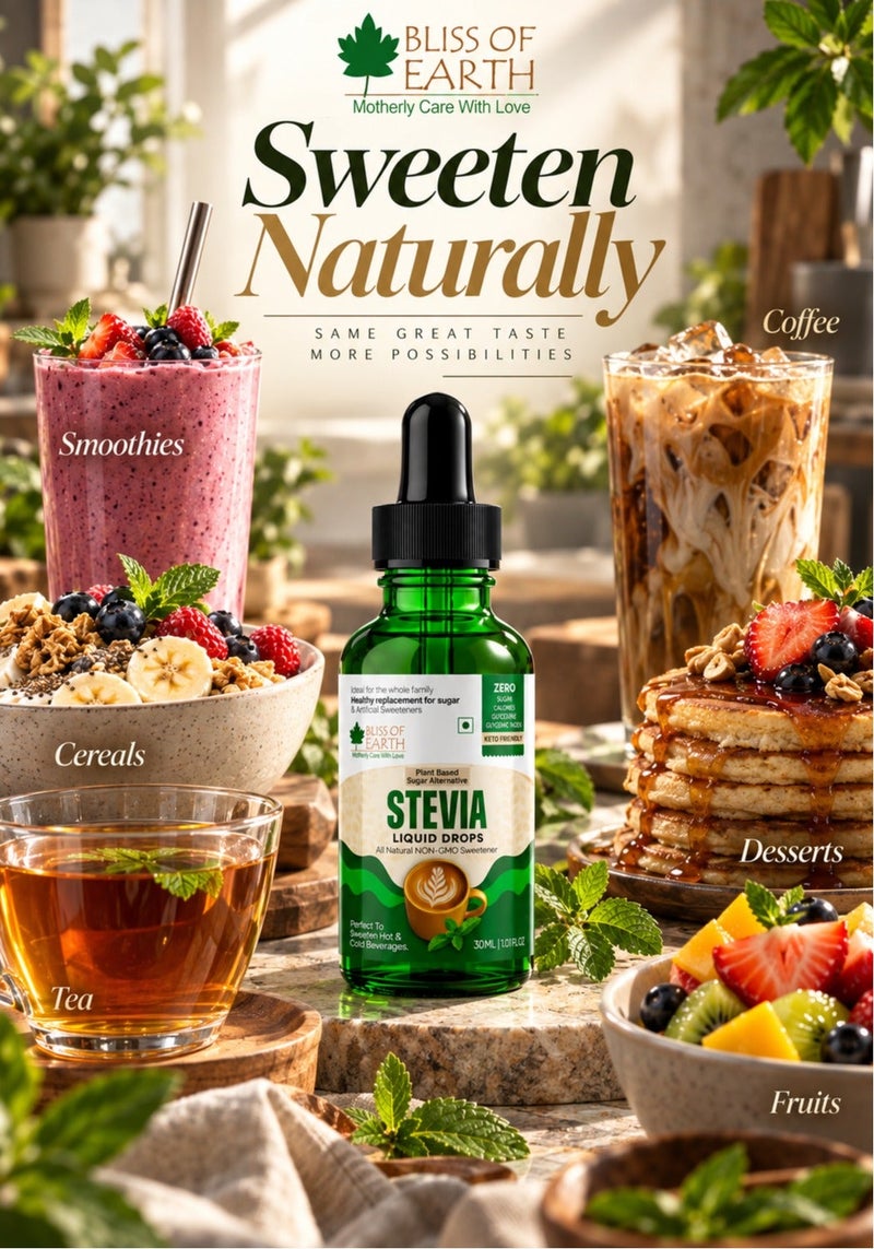 Bliss of Earth Stevia Liquid Drops 30ml, Pure 99.8% Stevia Extract, No Filler, Zero Calorie Zero Glycemic Index Sweetener - Image 4