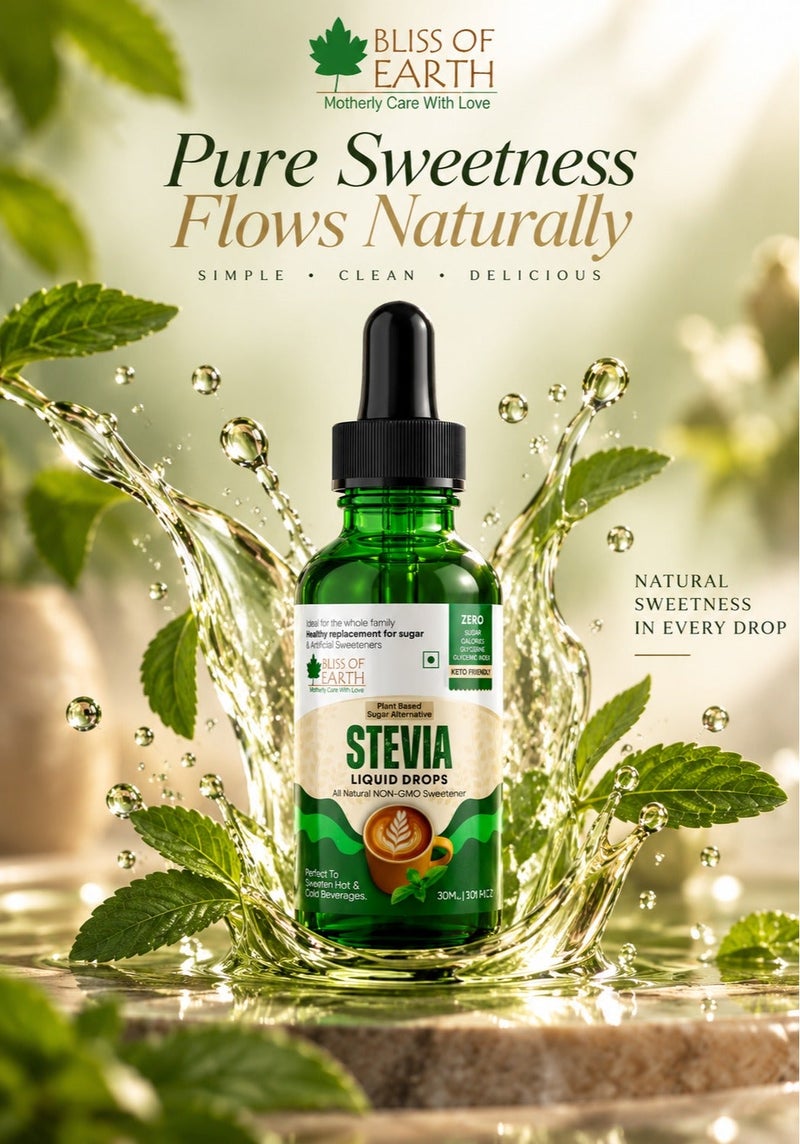 Bliss of Earth Stevia Liquid Drops 30ml, Pure 99.8% Stevia Extract, No Filler, Zero Calorie Zero Glycemic Index Sweetener - Image 3