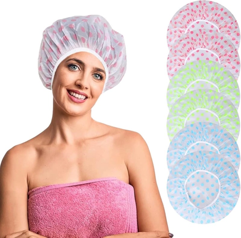 Shower Cap for Women, Reusable Waterproof Elastic Eva Free-Size Bathroom Shower Caps - For Homes, Spas, Salons, Hair Treatment, Beauty Parlors (multicolored and print,PACK OF 3)