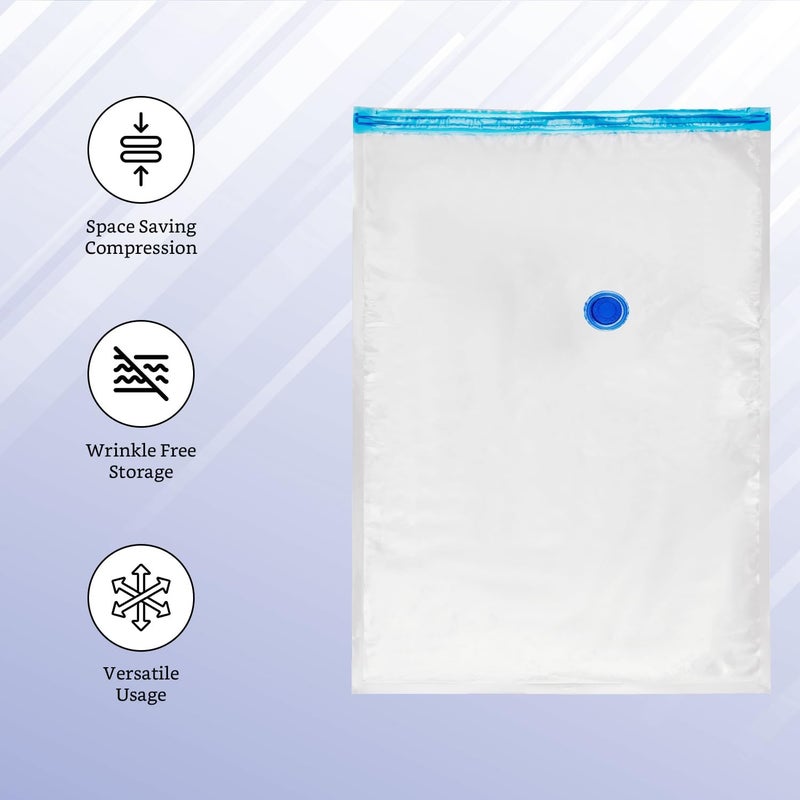 TECH LOGO ELECTRONICS Vacuum Storage Bags for Travel Space Saver Airtight Reusable Ziplock with Hand Pump Compression Storage Bag 5Pack  - Image 2