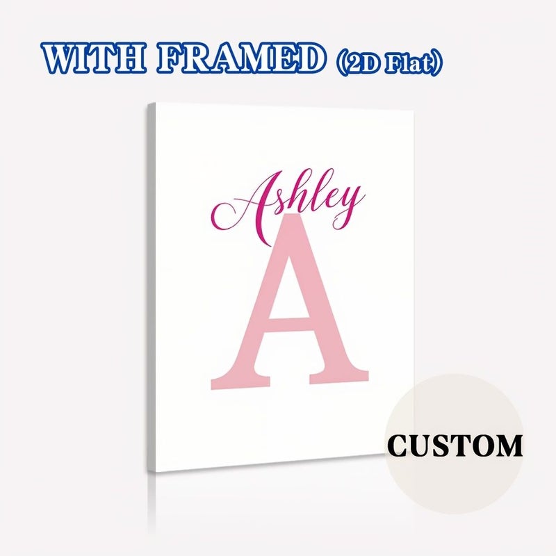 1pc 2D Flat Personalized Pink Name Poster With Framed 20x30cm 8x12in Custom Wall Art Decoration Vertical Lettering Suitable For Room Living Room Modern Holiday Gift - Image 2