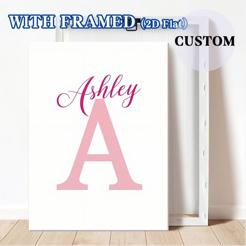 1pc 2D Flat Personalized Pink Name Poster With Framed 20x30cm 8x12in Custom Wall Art Decoration Vertical Lettering Suitable For Room Living Room Modern Holiday Gift - Image 4