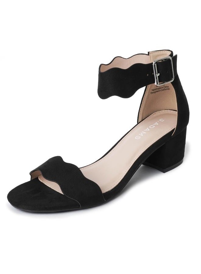 J. Adams Mimi Ankle Strap Kitten Heel Sandal, Black Vegan Suede, 5.5 - Image 1