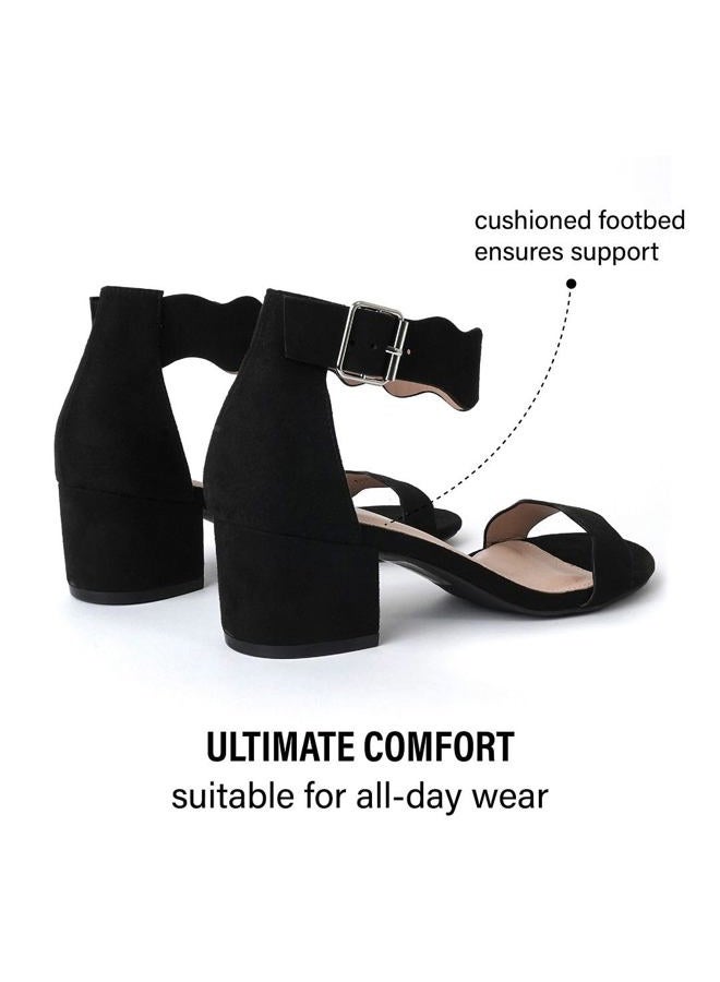 J. Adams Mimi Ankle Strap Kitten Heel Sandal, Black Vegan Suede, 5.5 - Image 4