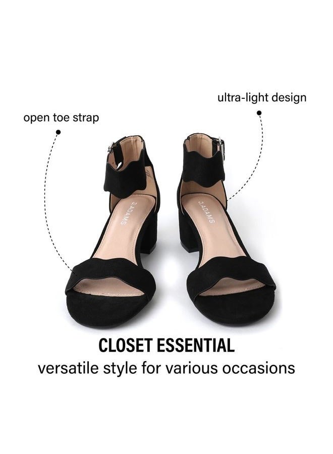 J. Adams Mimi Ankle Strap Kitten Heel Sandal, Black Vegan Suede, 5.5 - Image 3