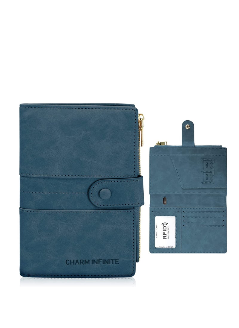 Excefore - Passport Holder RFID Blocking, Passport Cover Case, PU Leather Travel Wallet for Passport Credit Cards, Bi-fold Large Capacity Travel Card Purse with Zipper - Image 1