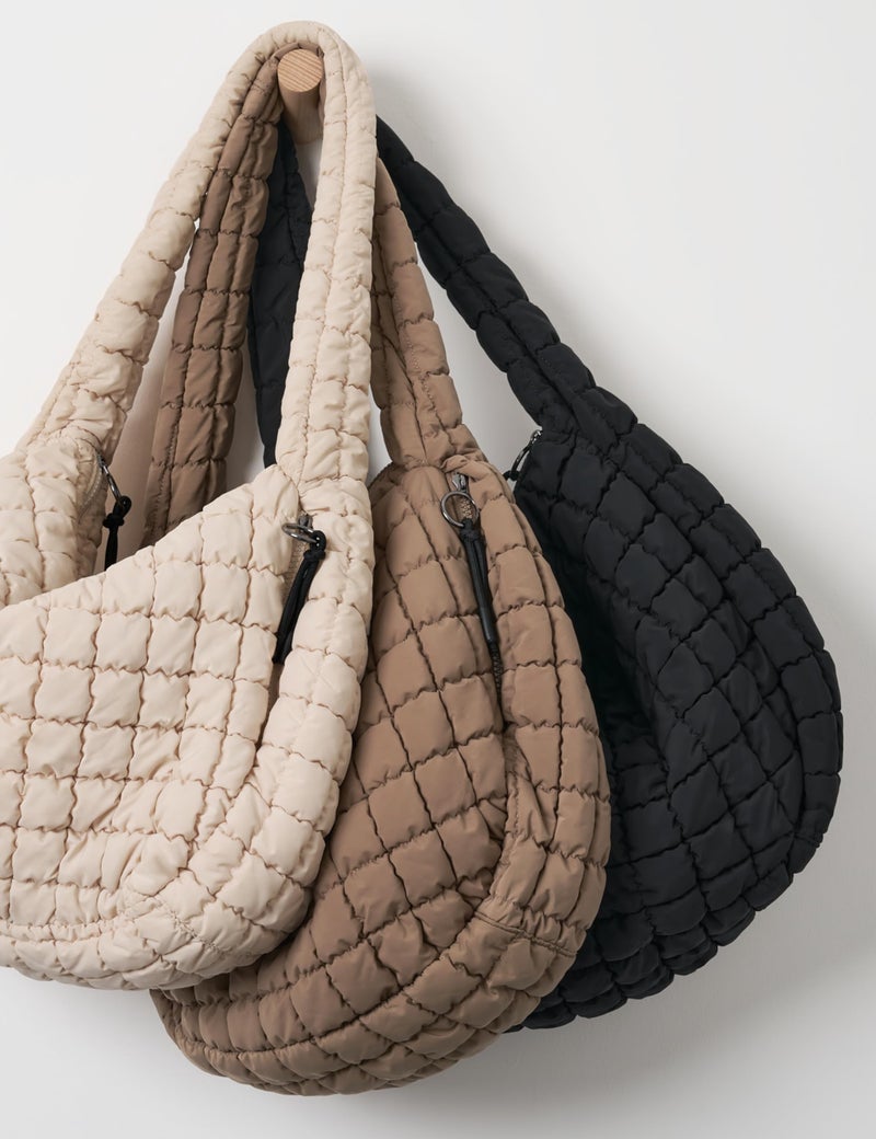Yarnic Quilted Tote Bag Puffer Large Quilting Carryall Shoulder Bags Puffy Lightweight Quilt Padding Hobo Bag Soft for Women Fashion Khaki - Image 3