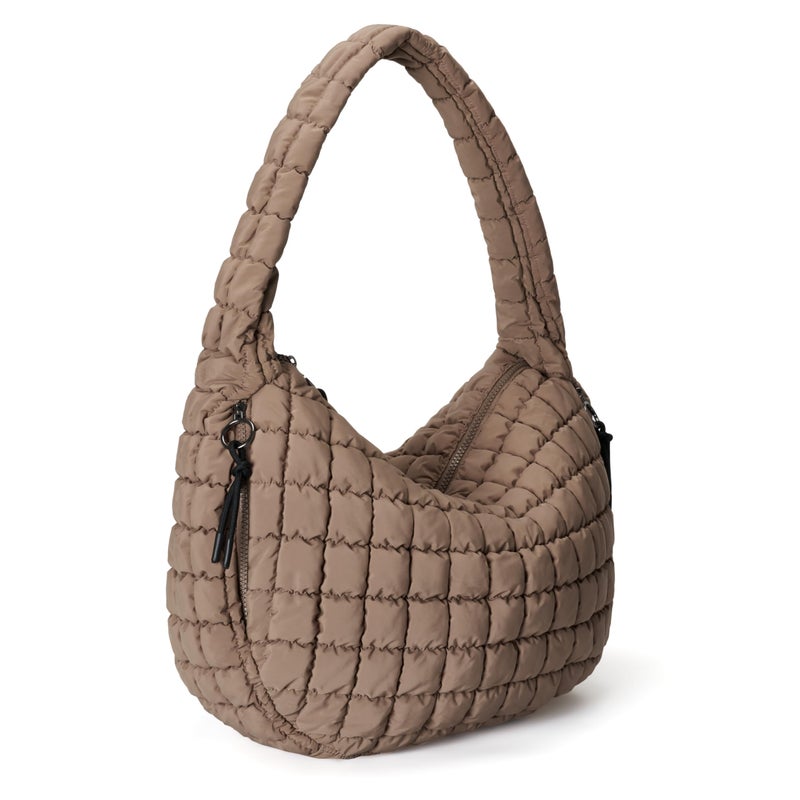 Yarnic Quilted Tote Bag Puffer Large Quilting Carryall Shoulder Bags Puffy Lightweight Quilt Padding Hobo Bag Soft for Women Fashion Khaki - Image 1