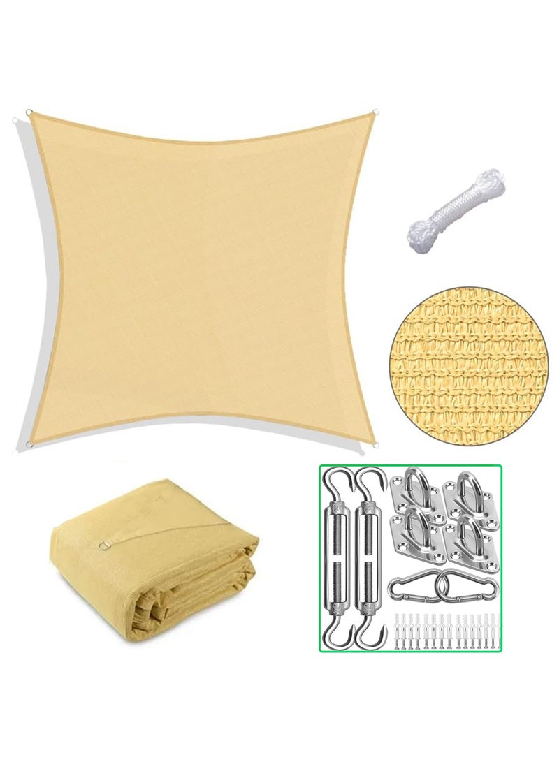 لينجوي مظلة شمسية مع طقم تثبيت من الفولاذ المقاوم للصدأ، لون بيج، 6×4 متر - Image 1