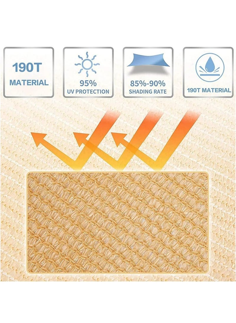 لينجوي مظلة شمسية مع طقم تثبيت من الفولاذ المقاوم للصدأ، لون بيج، 6×4 متر - Image 3