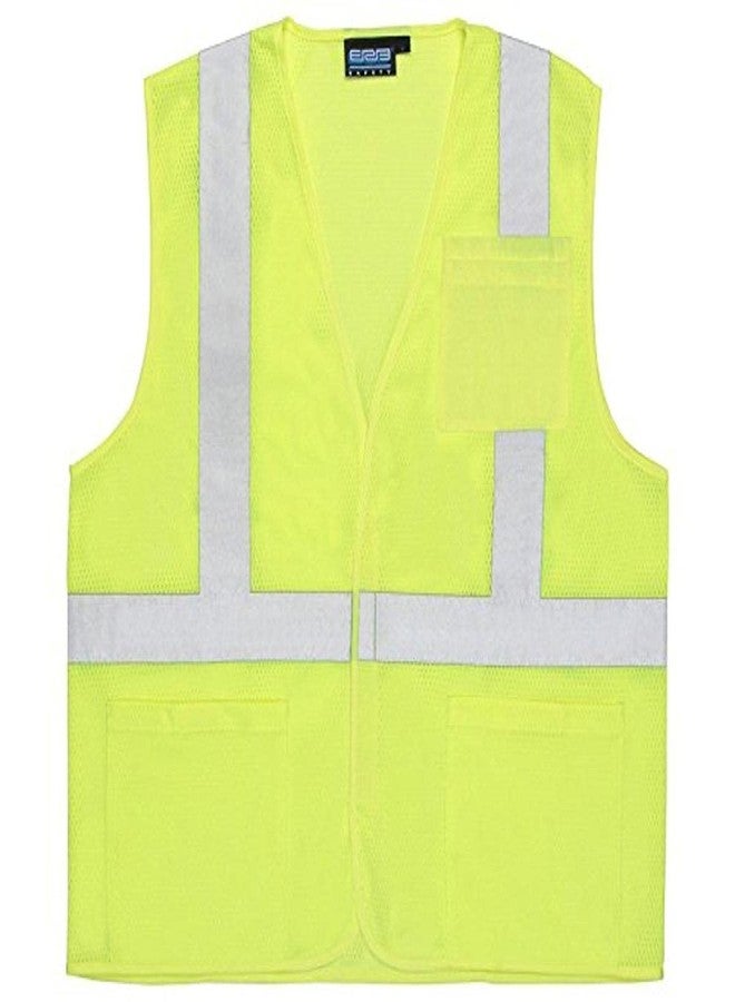 ERB 61632 Model S362P Class 2 Economy Vest with Pockets, Hi Viz Lime, 2XL Size