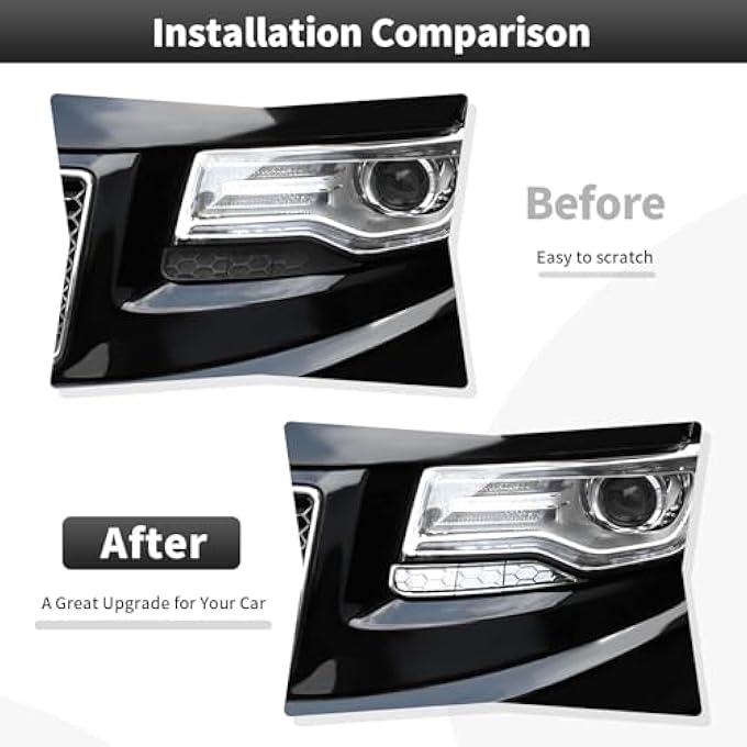 rayihni Fit For Jeep Grand Cherokee Accessories Chrome Abs Headlight Cleaning Trim Cover Decor Headlight Cleaning Cover For Jeep Grand Cherokee 2014 2015 2016 Exterior Accessories - Image 4
