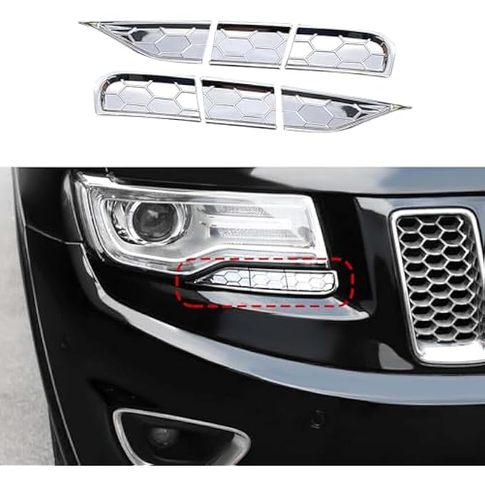 rayihni Fit For Jeep Grand Cherokee Accessories Chrome Abs Headlight Cleaning Trim Cover Decor Headlight Cleaning Cover For Jeep Grand Cherokee 2014 2015 2016 Exterior Accessories - Image 2