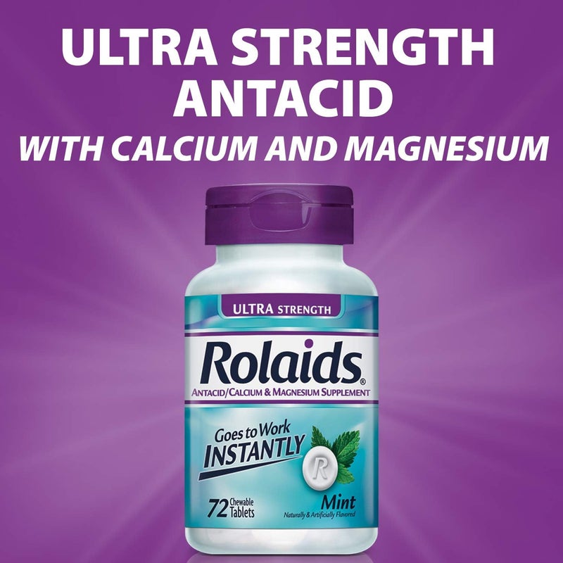 Rolaids Ultra Strength 72Count and Extra Strength 96Count Mint Chewable Antacid Tablets for Heartburn Relief - Image 4