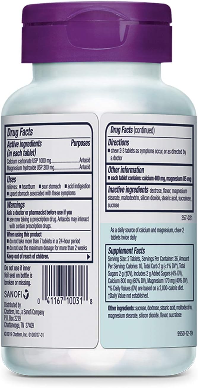 Rolaids Ultra Strength 72Count and Extra Strength 96Count Mint Chewable Antacid Tablets for Heartburn Relief - Image 3