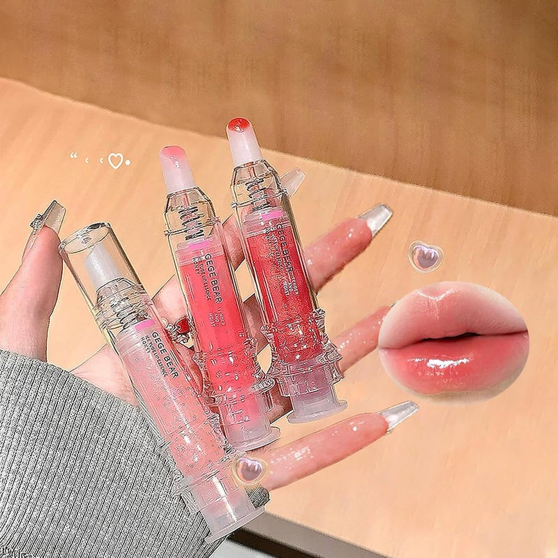 3 Colors Hydrating Lip Gloss Set High Shine Glass Finish Glossy Smooth Soft Nourishing Jelly Lip Tint Plumping Liquid Lipstick Lip Jelly for Women