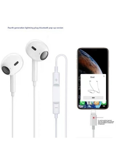 Wired Headset Suitable For Apple 4 Generation Headset Huawei Xiaomi TYPE-C In-ear Oppo Wired Headset-Color:Four-generation Apple Plug Bluetooth Pop-up Version Bag [copper Ring Speaker]]