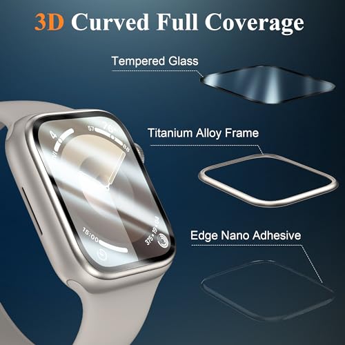 Mr Shield Mr.Shield Tempered Glass Screen Protector Guard For Apple Watch Series 10 SE 42mm, Titanium Alloy [Upgrade Zero Bubble] [Metal Frame] - Silver - Image 5